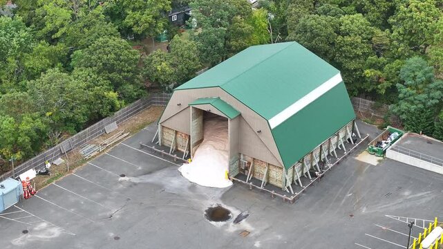 Aerial View of Salt Storage Hut in Transportation Maintenance Yard
