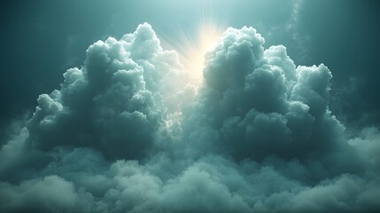 Naklejka premium Abstract 3D Cloud Design with Light Ray Effects