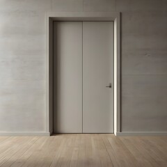 A seamless, nearly invisible door embedded in a clean wall, only hinted at by the faintest outlines and a subtle shift in texture.