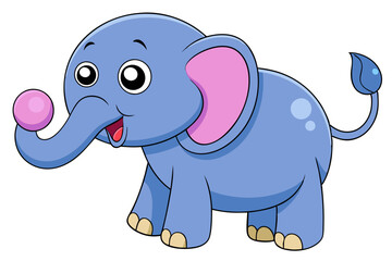  Elephant Blowing Bubbles with Its Trunk Animal Clipart Vector Illustration