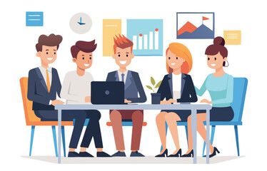 Business people team working together sitting at office desk having a meeting