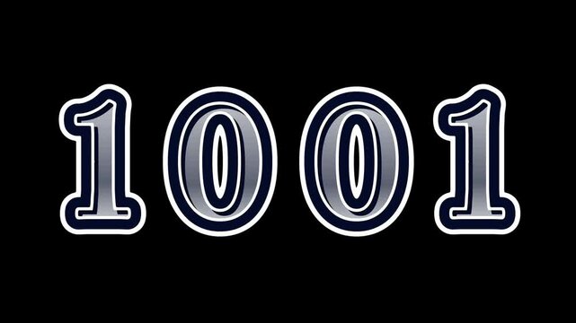 moving silver 1001 writing, black background	