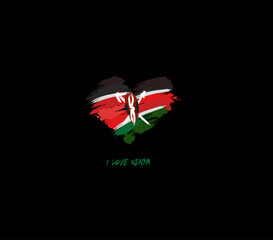Kenya grunge flag heart for your design