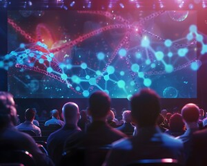 Naklejka premium Experts Discuss Synthetic Biology Future at Holographic Conference