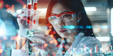 Fototapeta premium Analyzing Fluids in the Laboratory for Medical and Forensic Biotechnology Concept Lab equipment Fluid samples Testing procedures Biotechnology applications Forensic investigations 