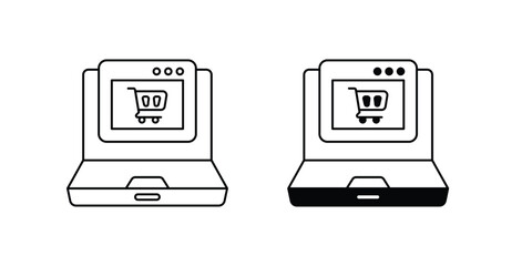 online shopping set icon with white background vector stock illustration