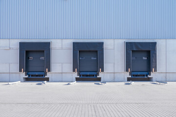industrial loading docks of a warehouse