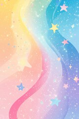 Fototapeta premium magical fairy art, playful background featuring detailed doodles of fairy wings, wands, and shimmering stars in soft pastel hues