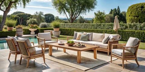 Sophisticated European outdoor accent furniture perfect for luxurious patios and gardens, harmonizing beautifully with