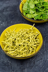 Delicious green pasta with spinach.