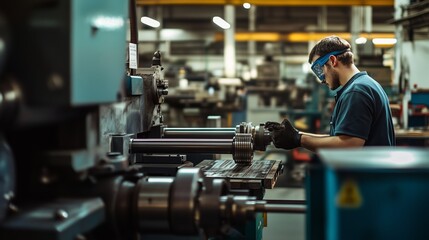 Worker operating machinery in a manufacturing plant during daylight hours
