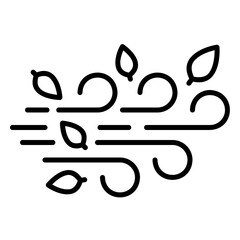 Icon of a gust of wind carrying flying leaves