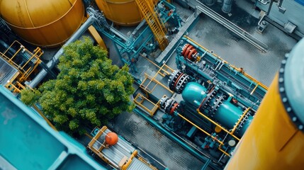 Industrial Plant with Greenery in Urban Environment