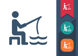 Fishing, Hobby, Man Fishing Icon