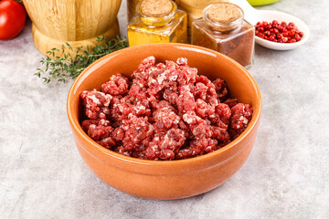 Raw beef minced meat for cooking