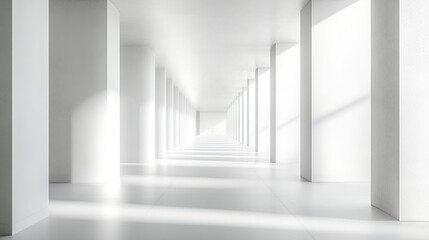 Fototapeta premium 3D rendering of an empty white room with a minimalistic interior design