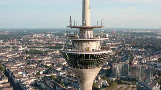 Aerial view cityscape of Dusseldorf with the TV tower, Germany