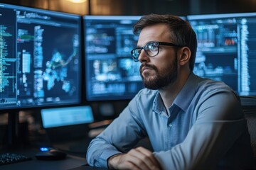 Cyber security professional in a modern workplace