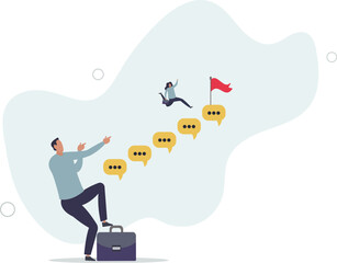 Advice or effective feedback to motivate to success, comment, opinion for career improvement,flat design with people.
