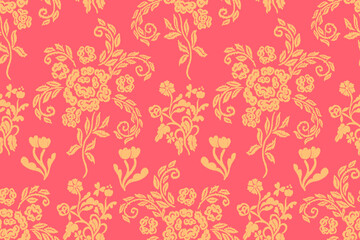 Ikat floral vintage design embroidary seamless pattern on background vector illustration.Ikat ethnic oriental embroidery traditional.Indian Ikat pattern Aztec style retro. design for texture,fabric.