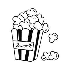 Illustration of food in cinema, top filled popcorn icon