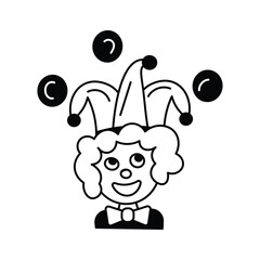 Use this funny joker clown icon for entertainment and playing designs