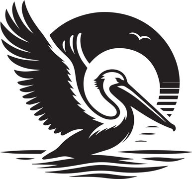 recommend clip art: Pelican silhouette vector black and white