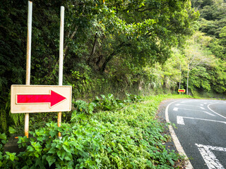 Curvy direction arrow on Japanese road
