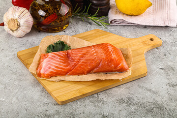Piece of cut salmon fillet