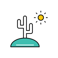desert color line icon with white background vector stock illustration