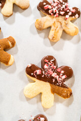 Making Star-Shaped Cookies with Chocolate and Peppermint Chips