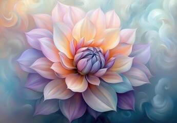 Obraz premium Vibrant Abstract Lotus Flower With Pastel Petals