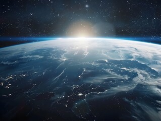 Obraz premium Breathtaking View of Earth from a Spacecraft Window Showcasing the Planet s Expansive Beauty