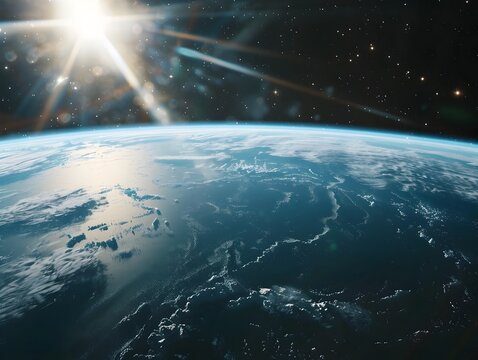 Panoramic View of Earth from Spacecraft Window Showcasing Expansive Curvature and Atmosphere