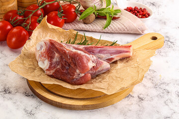 Raw lamb shank for cooking