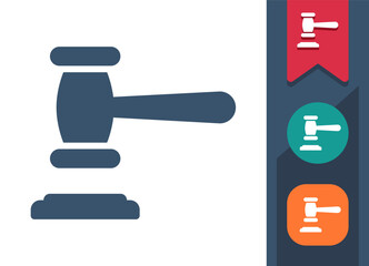 Gavel, Mallet, Hammer, Justice, Auction Icon