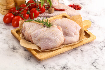 Raw chicken thighs for cooking