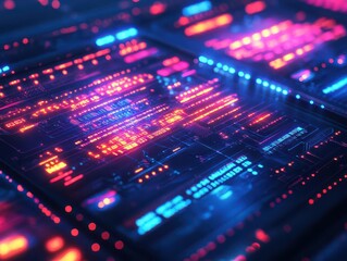 Fototapeta premium Holiday travel with glowing digital boarding passes and neon-lit futuristic airports Futuristic Neon High Detail