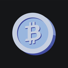 digital cryptocurrency blue bitcoin coin vector
