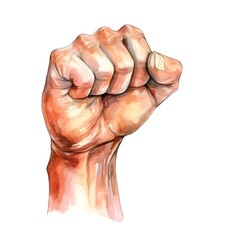Clenched Fist in Vibrant Watercolor Depicting Power, Strength and Determination