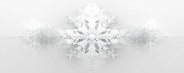 Elegant snowflake design on a soft, white background symbolizes winter beauty and tranquility in a minimalistic style.