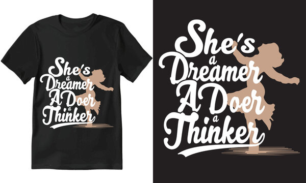 Motivational Typography T-Shirt: Dreamer, Doer, Thinker Design