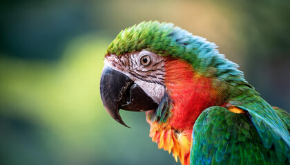 Fototapeta premium Close-Up of a Colorful Parrot, Showcasing Its Vibrant Feathers and Exotic Appeal