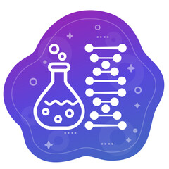 biotechnology and genetic testing icon with lab glass and dna