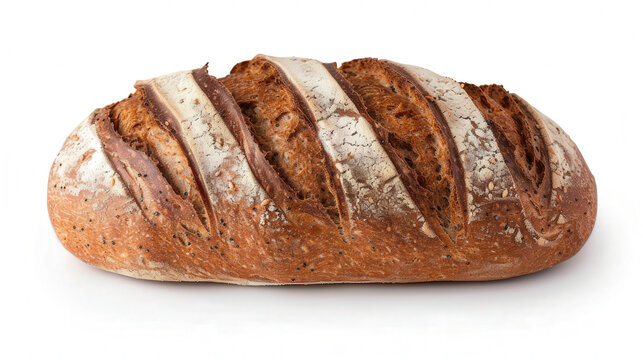 Artisan Rye Bread Illustration, a flat design showcasing a loaf of artisan rye bread adorned with an array of visible seeds, emphasizing its rustic texture and wholesome appeal.