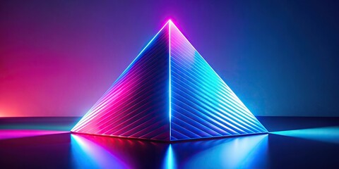 Low Angle Glowing abstract pyramidal surface in blue and pink light with newer brighter color scheme