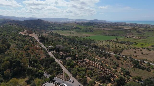 Aerial view of temple valley in Agrigento Italy