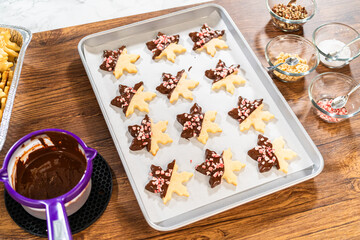 Making Star-Shaped Cookies with Chocolate and Peppermint Chips