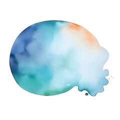 Watercolor Illustrated Abstract Speech Bubble with Sharp Corners on White Background