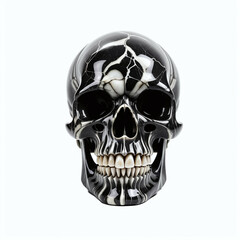 Obraz premium Skull made of marble. Isolated on white background. Front view, Digital illustration.